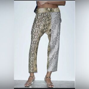 ZARA SNAKESKIN PATCHWORK PANTS